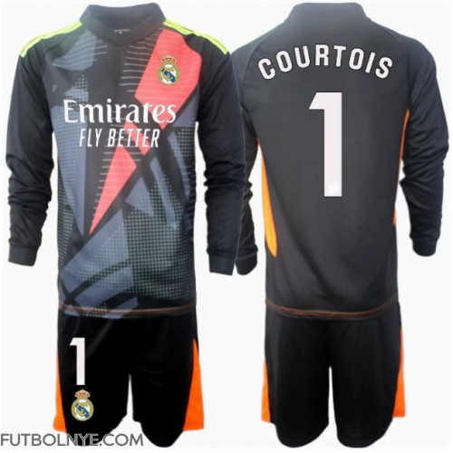 Camiseta Real Madrid Thibaut Courtois #1 Portero Visitante Equipación para niños 2024-25 manga larga (+ pantalones cortos)
